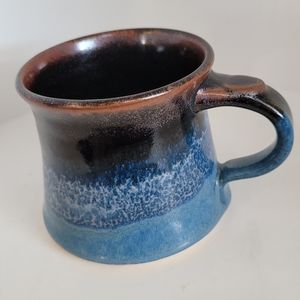 Art Pottery Brown And Blue Glazed Coffee Mug